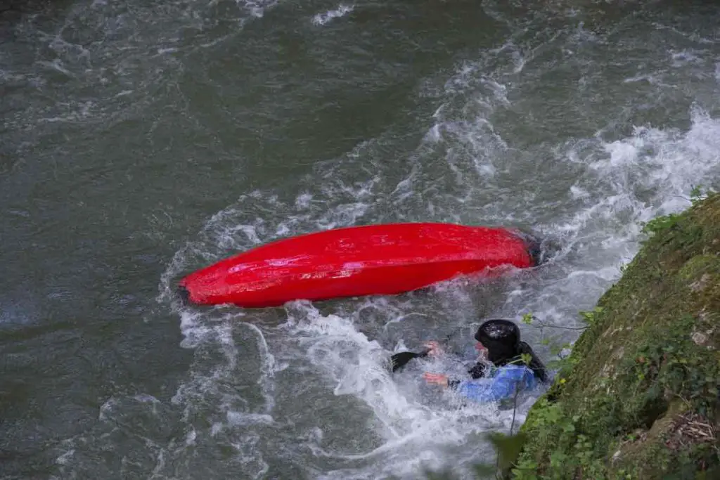 you can get stuck in a kayak if it flips