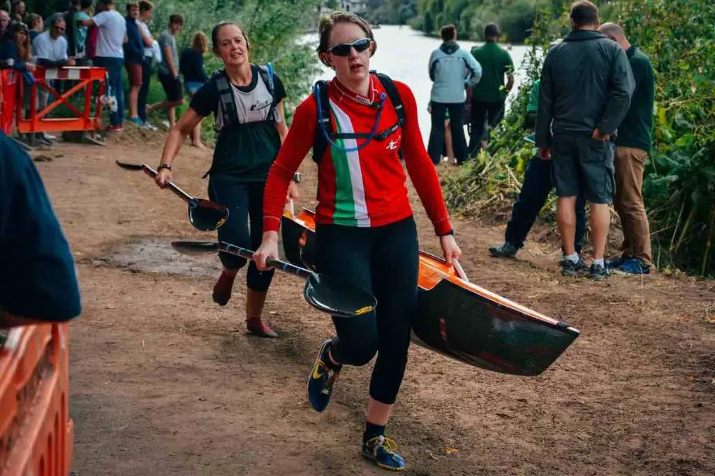 WORCESTER, UNITED KINGDOM - Sep 23, 2014: Photos from National Marathon Endurance Canoeing Kayaking, paddlesport championships in Worcester UK. Endurance kayak racing