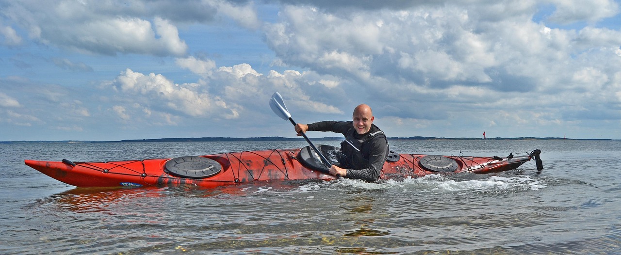 kayak, water, outdoor, paddle, kajakroeren, sea, nature, summer